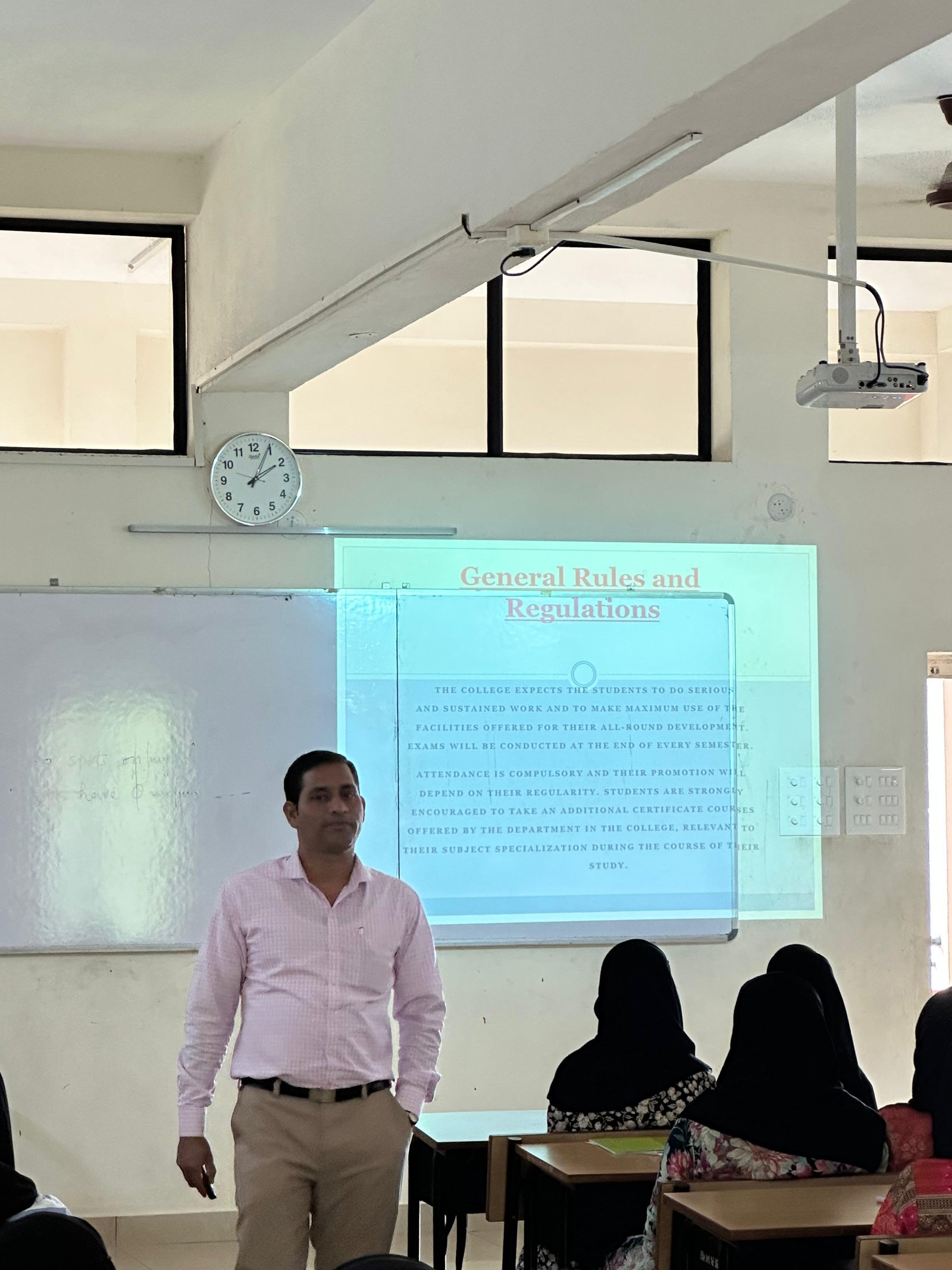 A talk on “Rules and Regulations of College” 